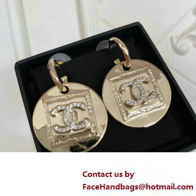 Chanel Pendant Earrings in Metal  &  Strass. Gold  &  Crystal ABA353 2023
